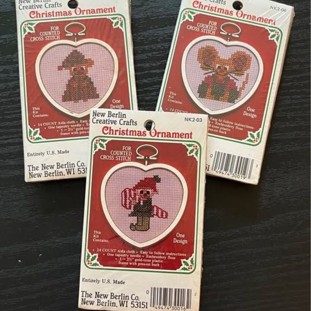 New Berlin Creative Crafts Counted Cross Stitch Christmas Ornament Kits - Set of